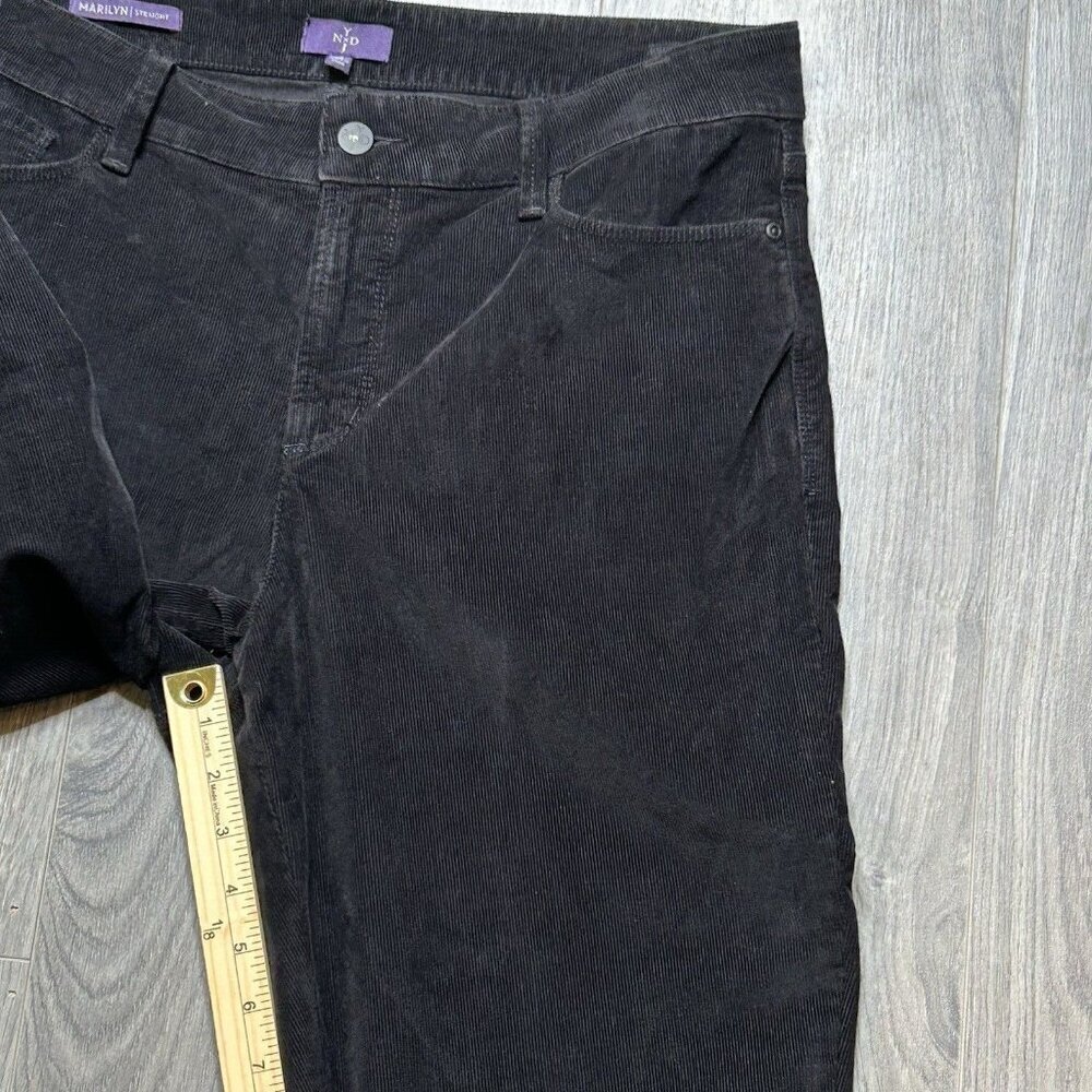NYDJ Marilyn Straight Corduroy Pants Womens 14 Black Cords Lift Tuck Classic - Picture 11 of 13